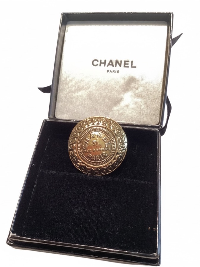 Vintage Chanel Rue Cambon Signature Brooch From The 1980s